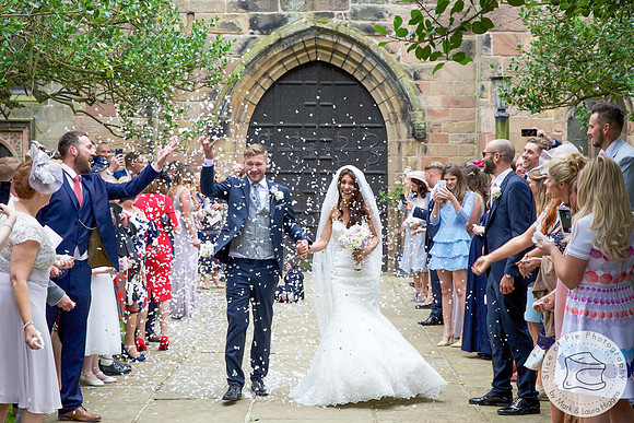 Joyful Celebration: Confetti Moment at St Peter's in Prestbury, Cheshire