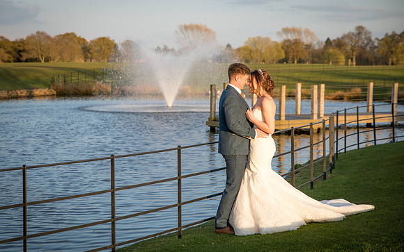 Golden Glow: Newlyweds at Merrydale Manor Fountain